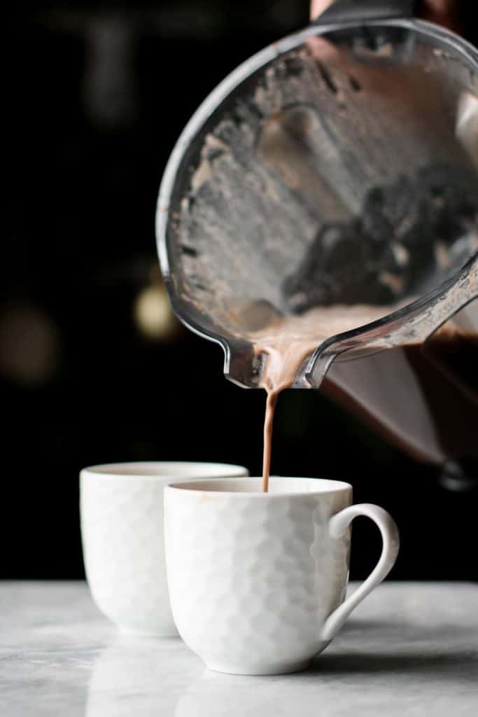 peppermint mocha poured into a cup