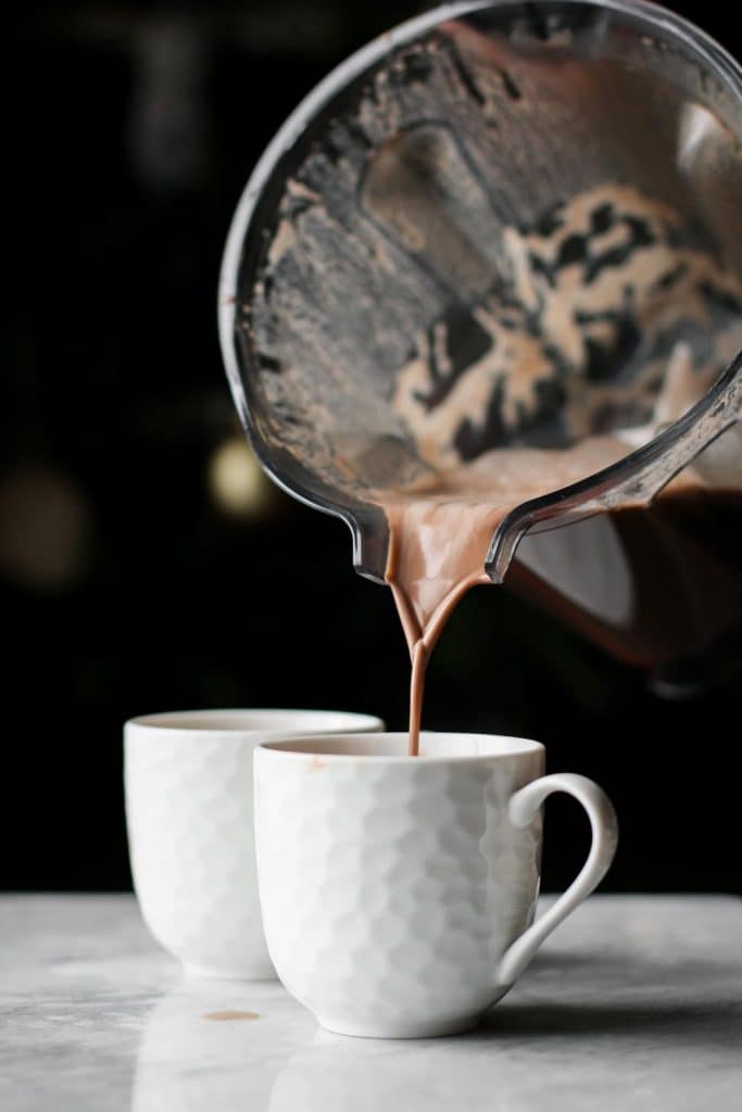 peppermint mocha poured into a cup