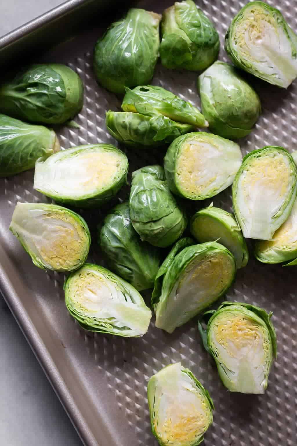 Creamy Hummus Pasta with Roasted Brussels Sprouts