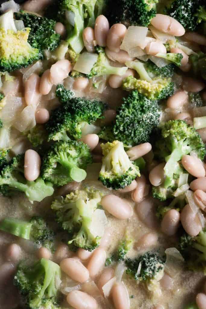 broccoli with cannellini beans and coconut milk