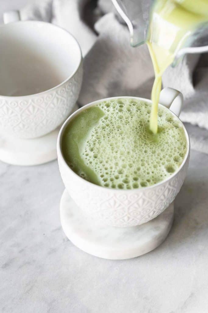 matcha poured into a cup