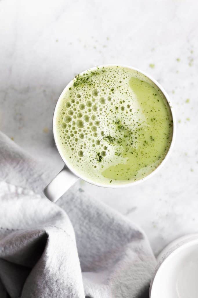 coconut blender matcha in cup