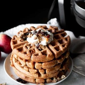 waffles stacked on a plate