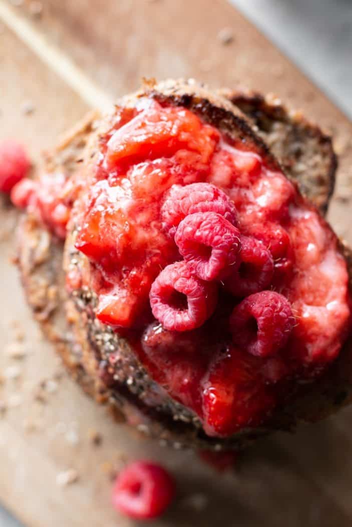 vegan french toast with raspberries