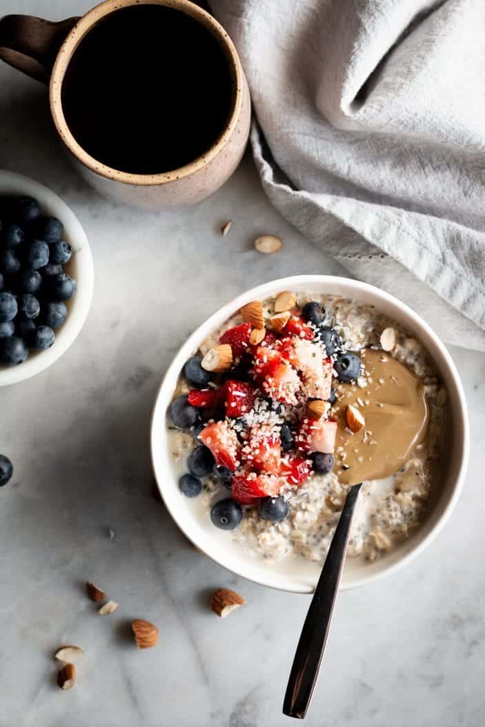 Basic Chia Overnight Oats from the top