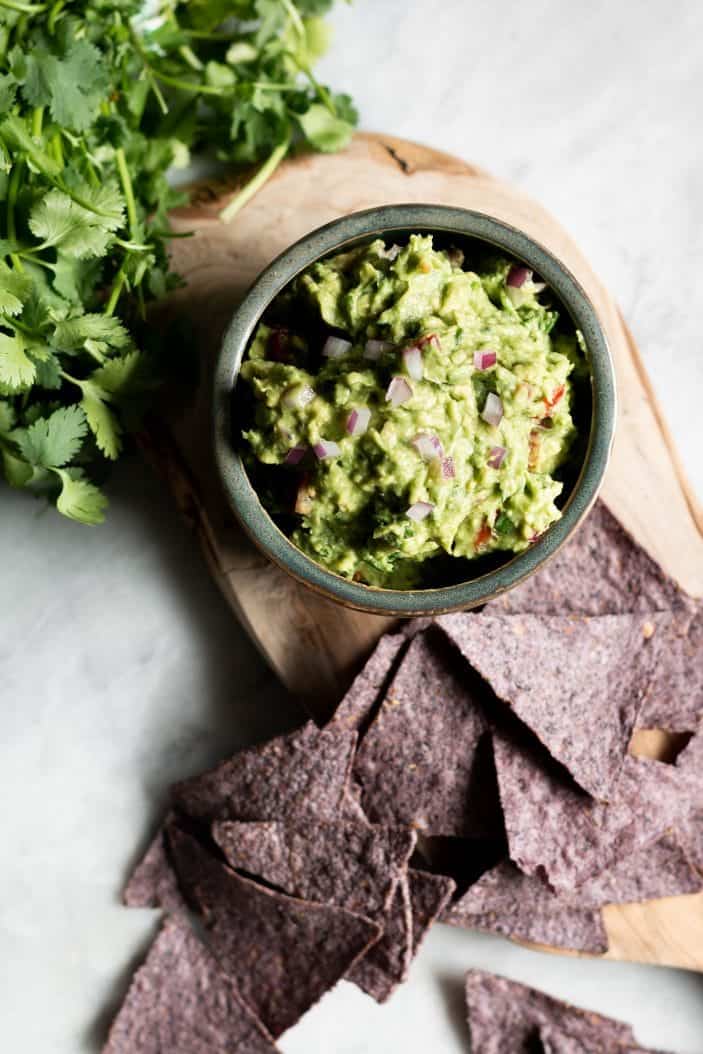 Fresh herb guacamole from the top