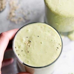 green mango smoothie in glasses