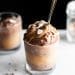 chocolate peanut butter banana ice cream in glass
