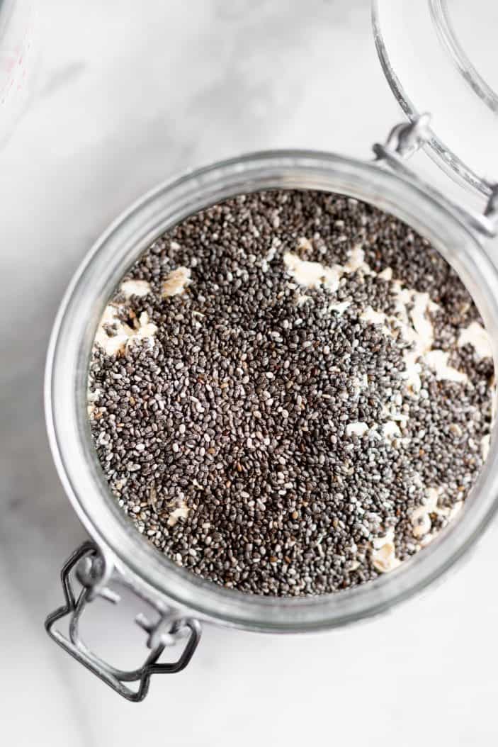 oats and chia seeds in a jar