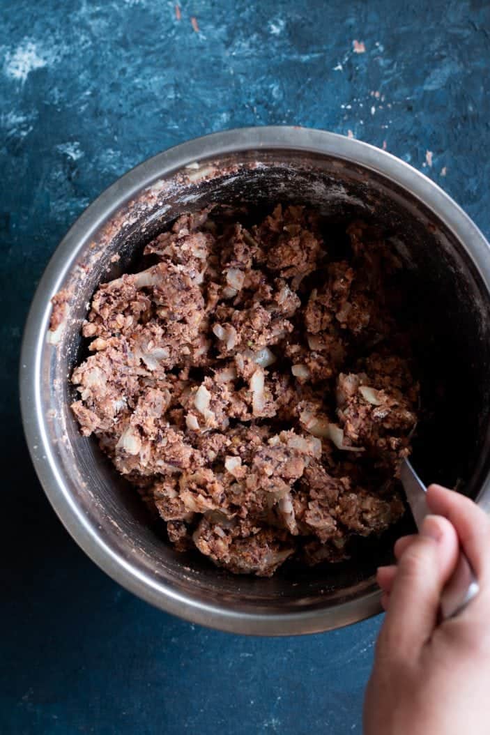 veggie burger mixture in a bowl