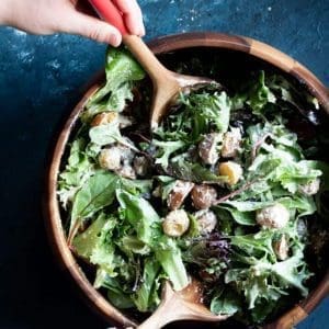 roasted potato herb salad in a bowl