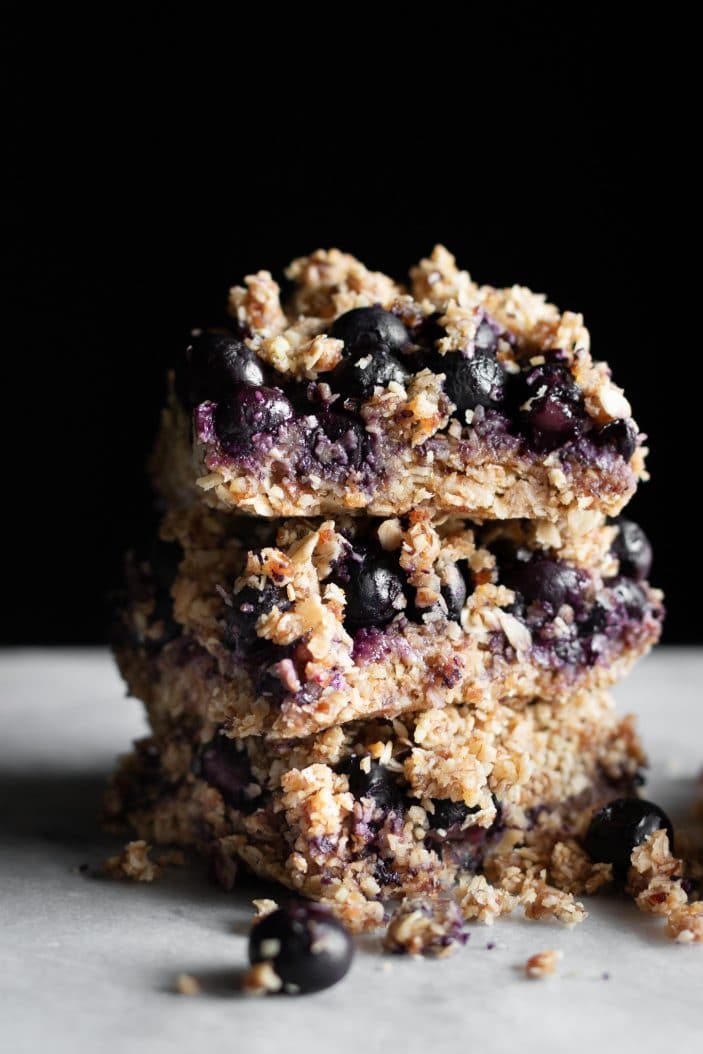 Blueberry Walnut Crumble Bars from the side