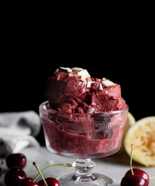 cherry sorbet from the side