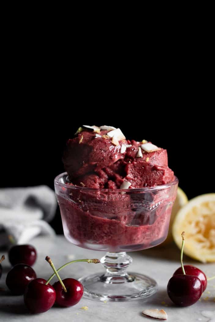 Cherry Coconut Sorbet  from the side