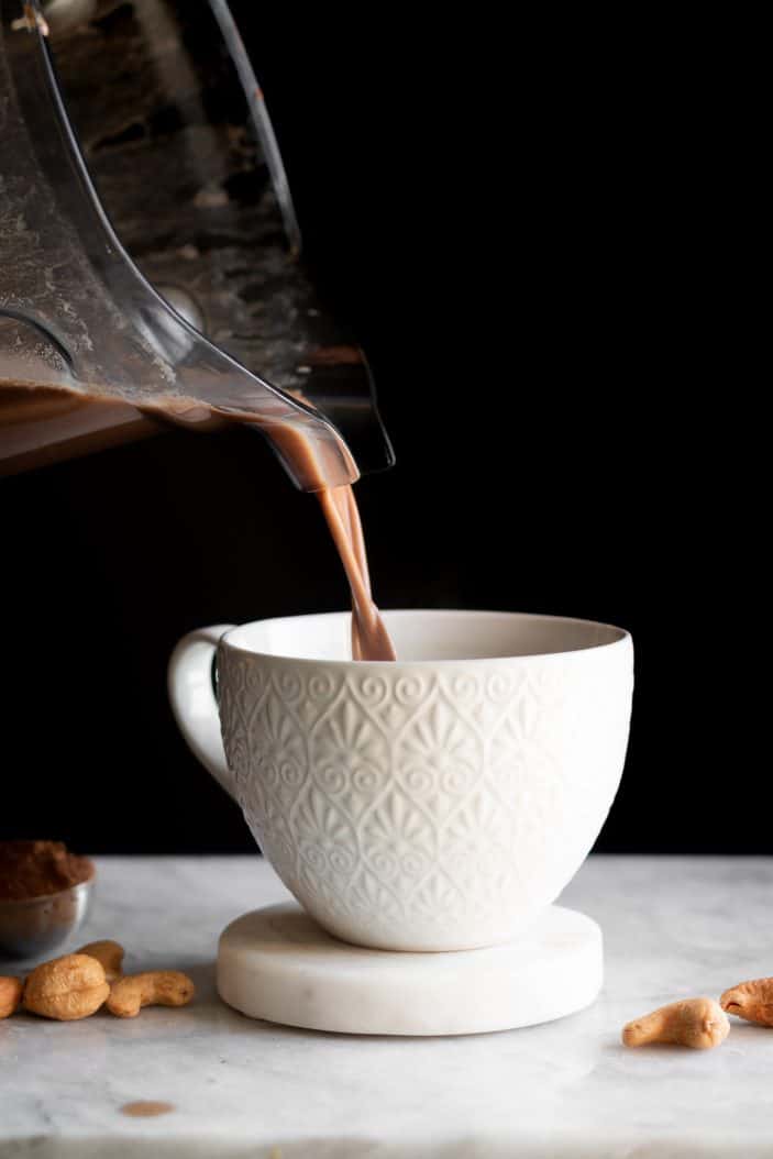Blender Mocha Cashew Latte in cup