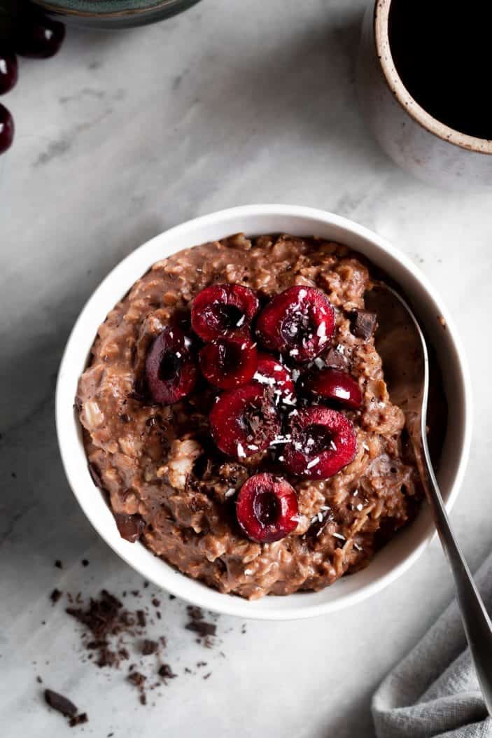 black forest oatmeal in bowl