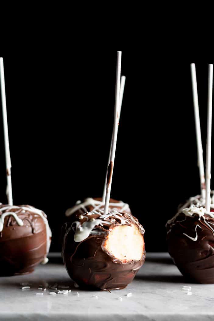 Chocolate Covered Apples from the side