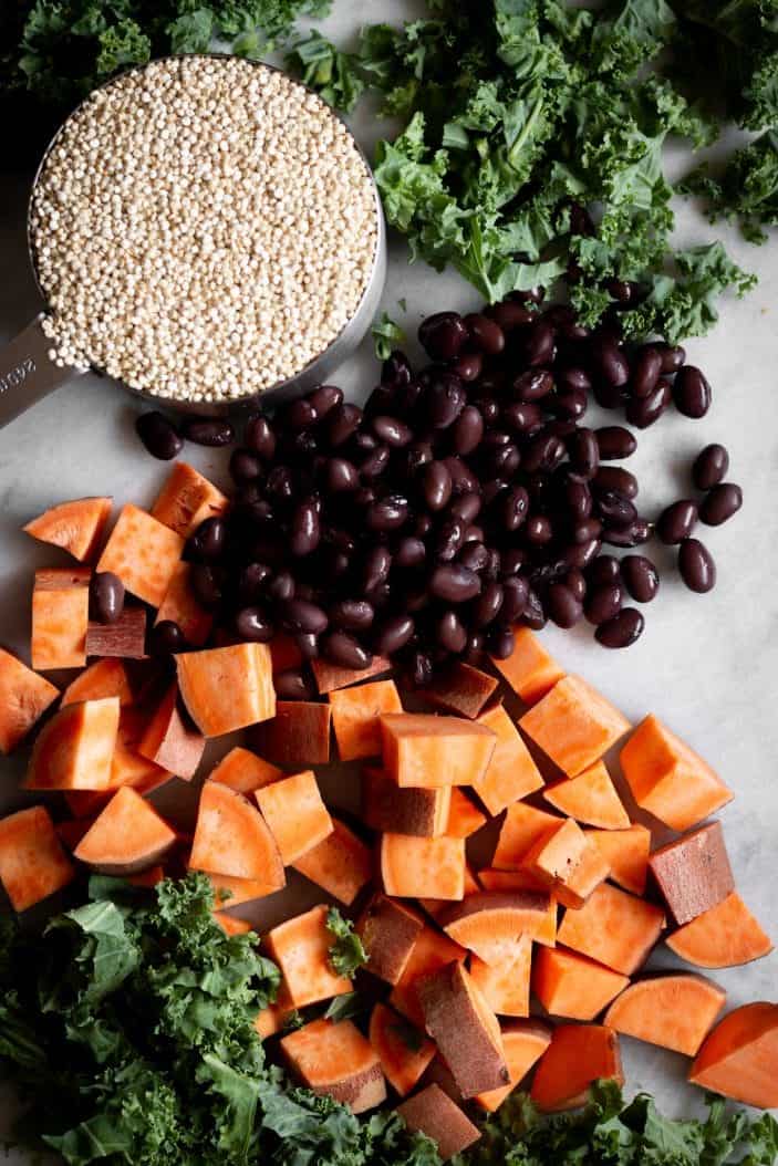 black beans, quinoa and vegetables