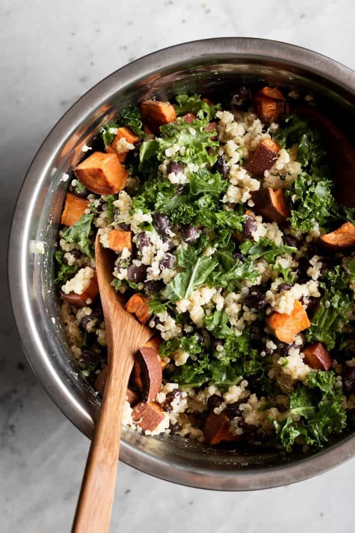 black bean quinoa salad in a big bowl