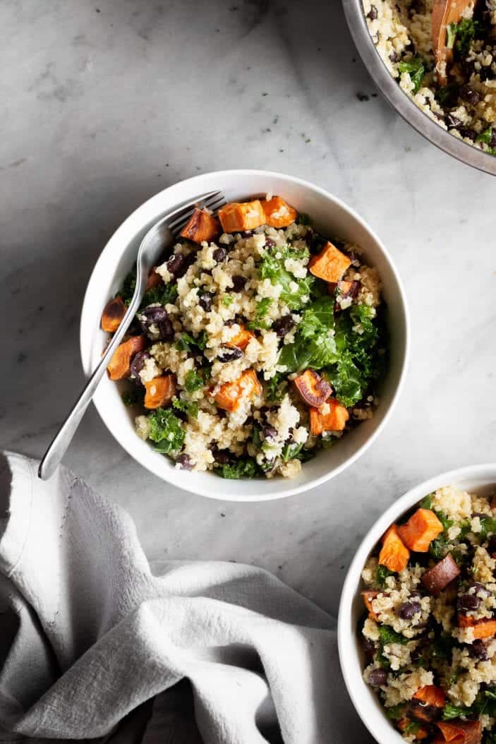 Sweet Potato Kale & Black Bean Quinoa Salad