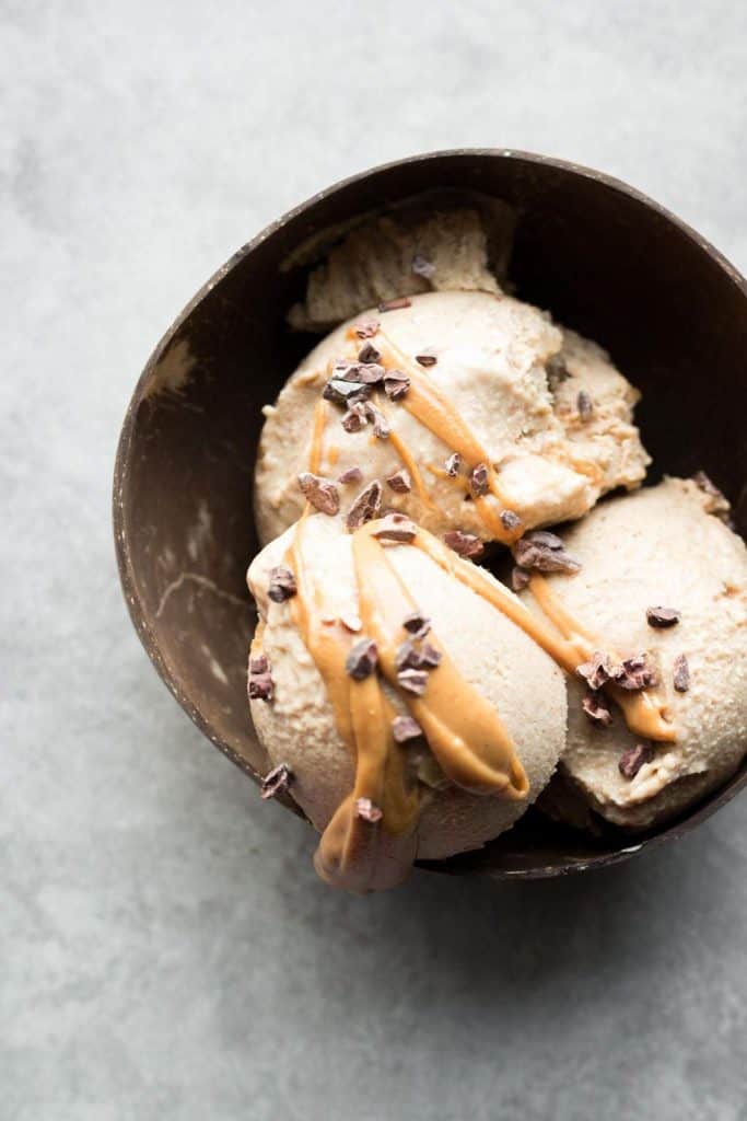 chickpea-nut butter ice cream in bowl