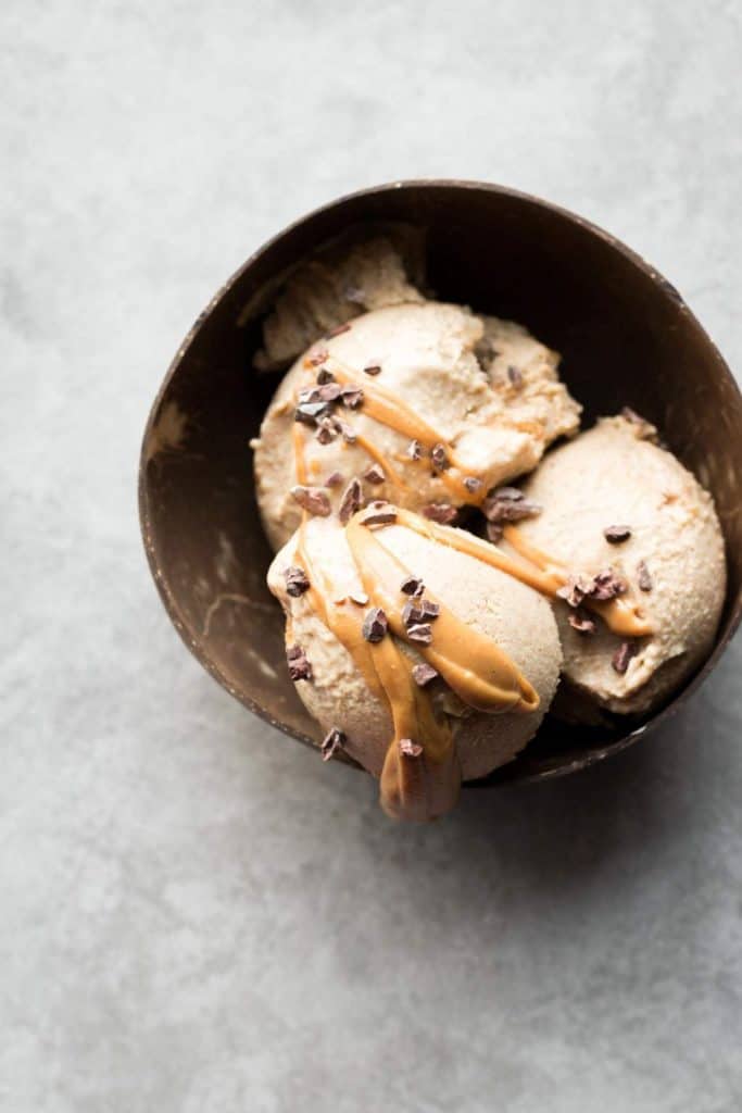 chickpea-nut butter ice cream in a bowl - no-bake desserts and snacks