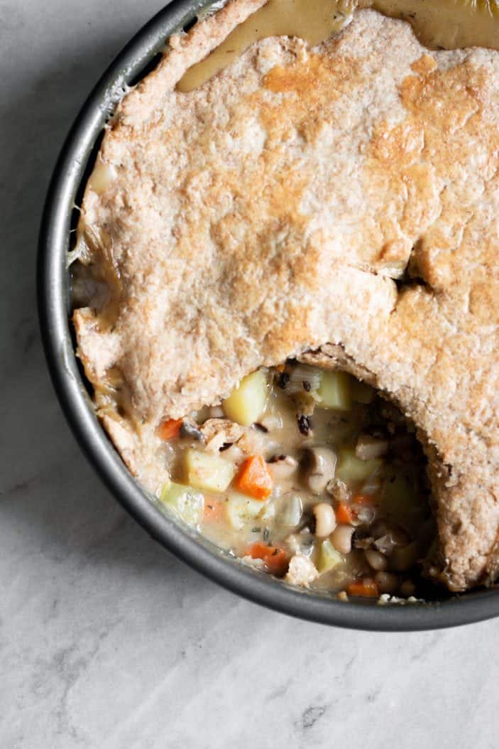 vegetarian pot pie from the top