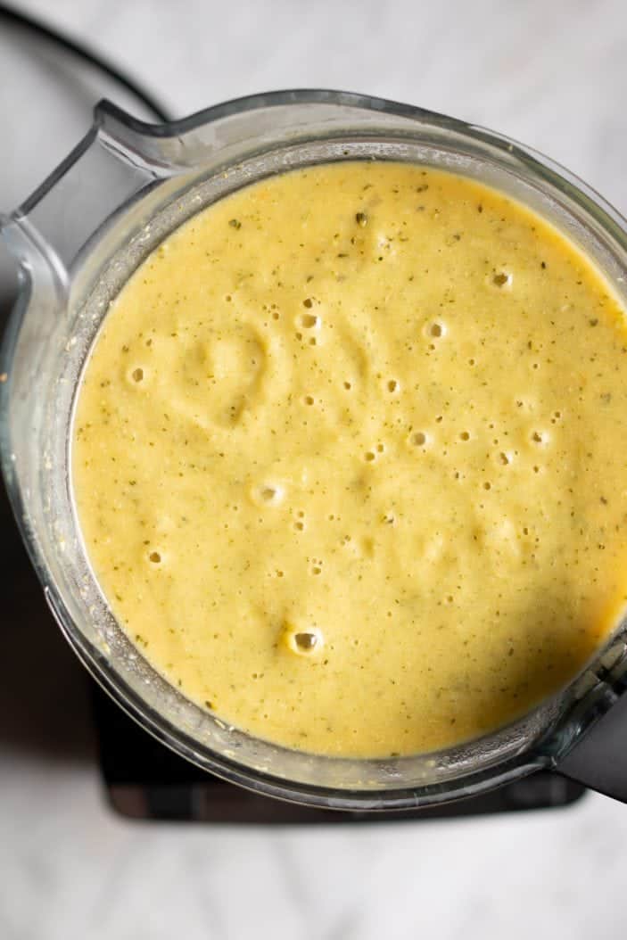 Cheesy Broccoli Soup in a blender