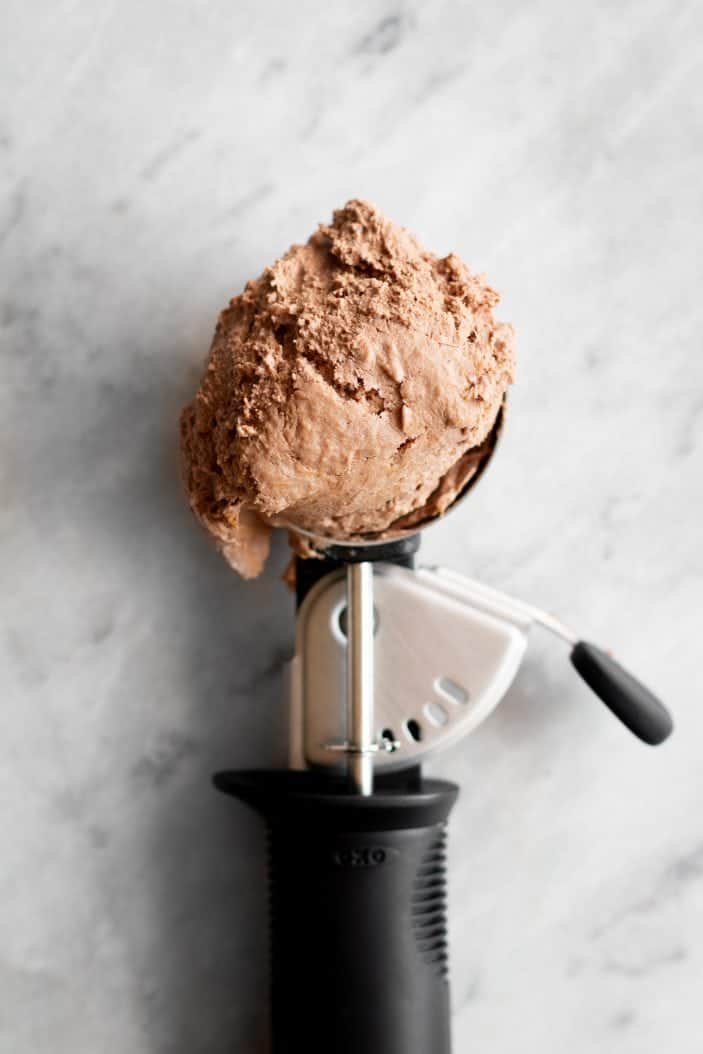 scoop of chocolate Peanut Butter Ice Cream