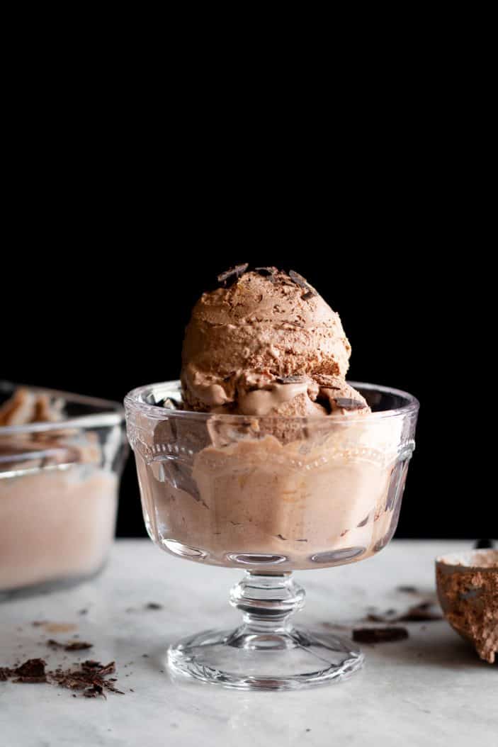 Salted Chocolate Peanut Butter Ice Cream in bowl