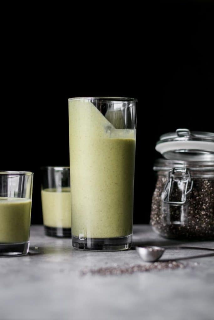 protein green smoothie in a glass