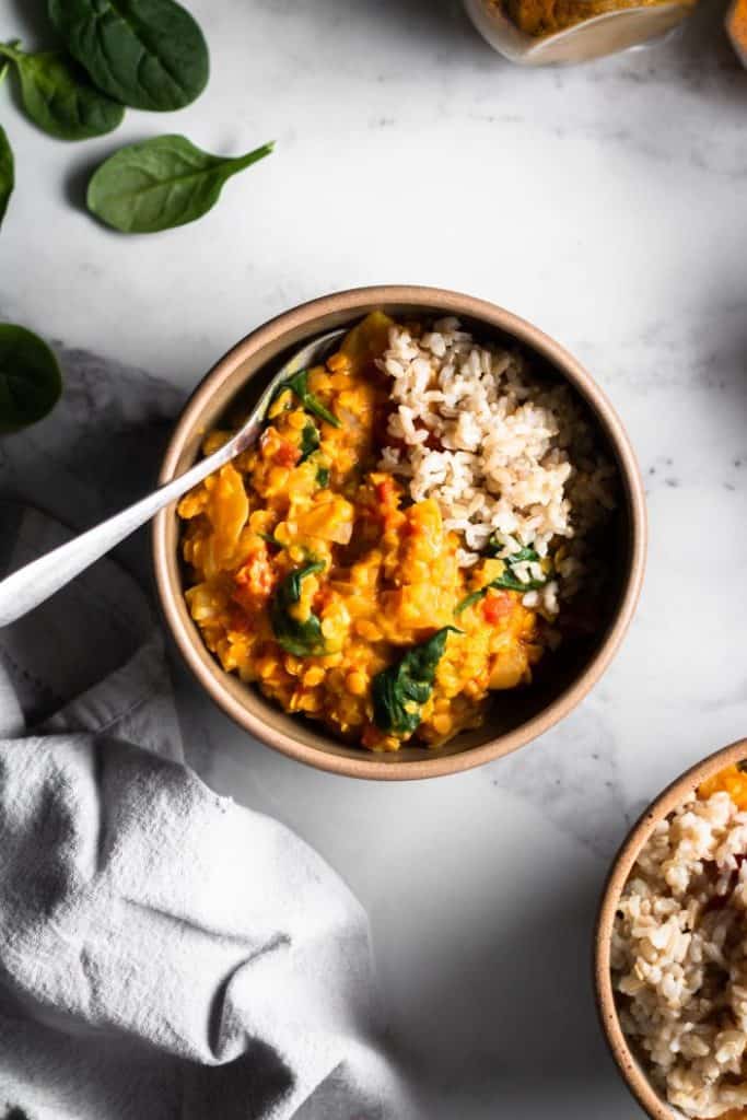 lentil curry in bowl