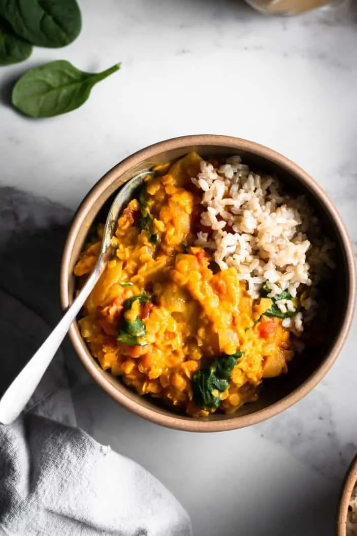 lentil curry in bowl