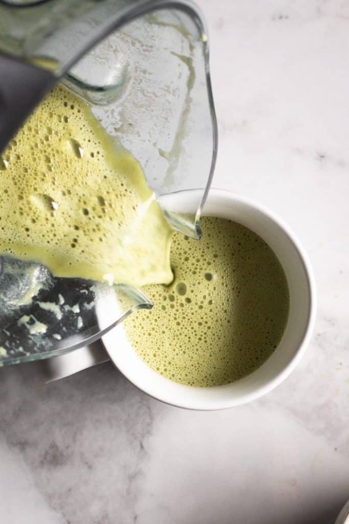 matcha poured in a cup