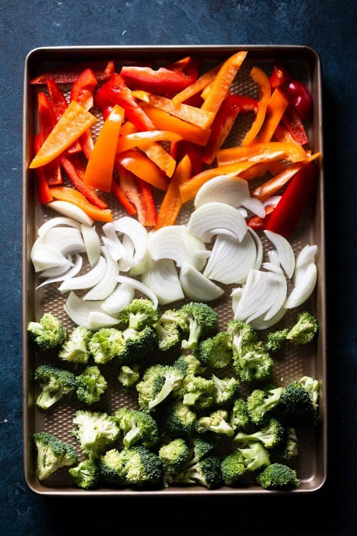 vegetables on a baking sheet