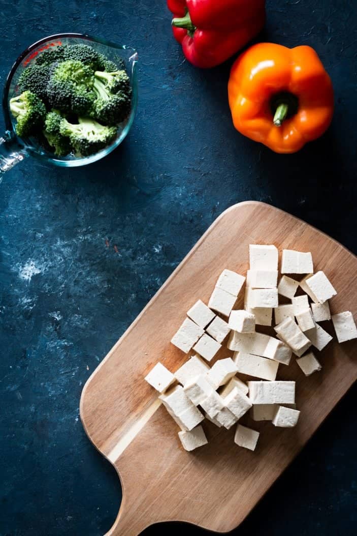 tofu, peppers and broccoli