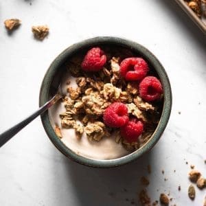 Peanut Butter Granola with yogurt and berries