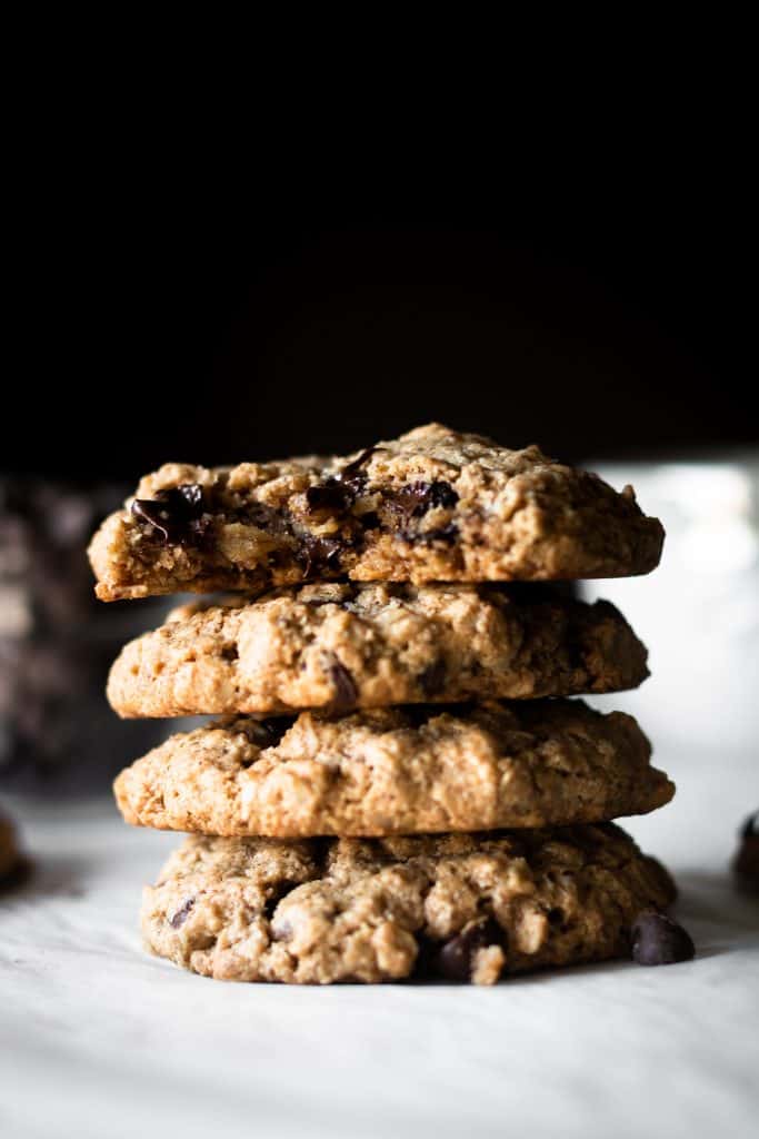 oatmeal chocolate chip cookies with bite