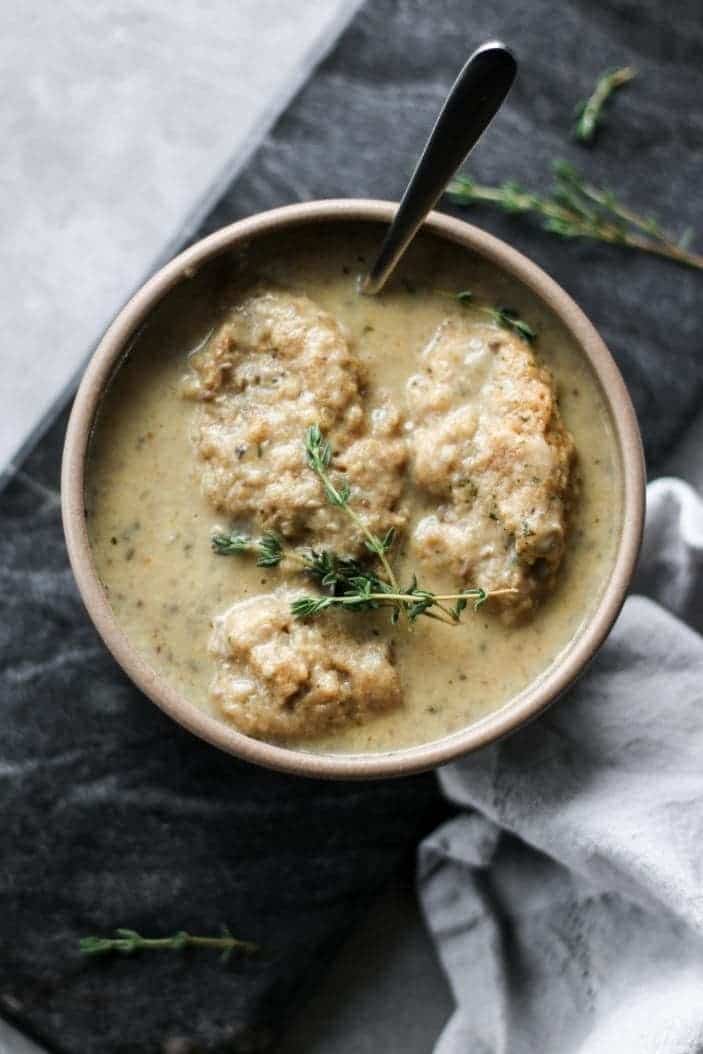 Creamy Mushroom and Dumplings Soup