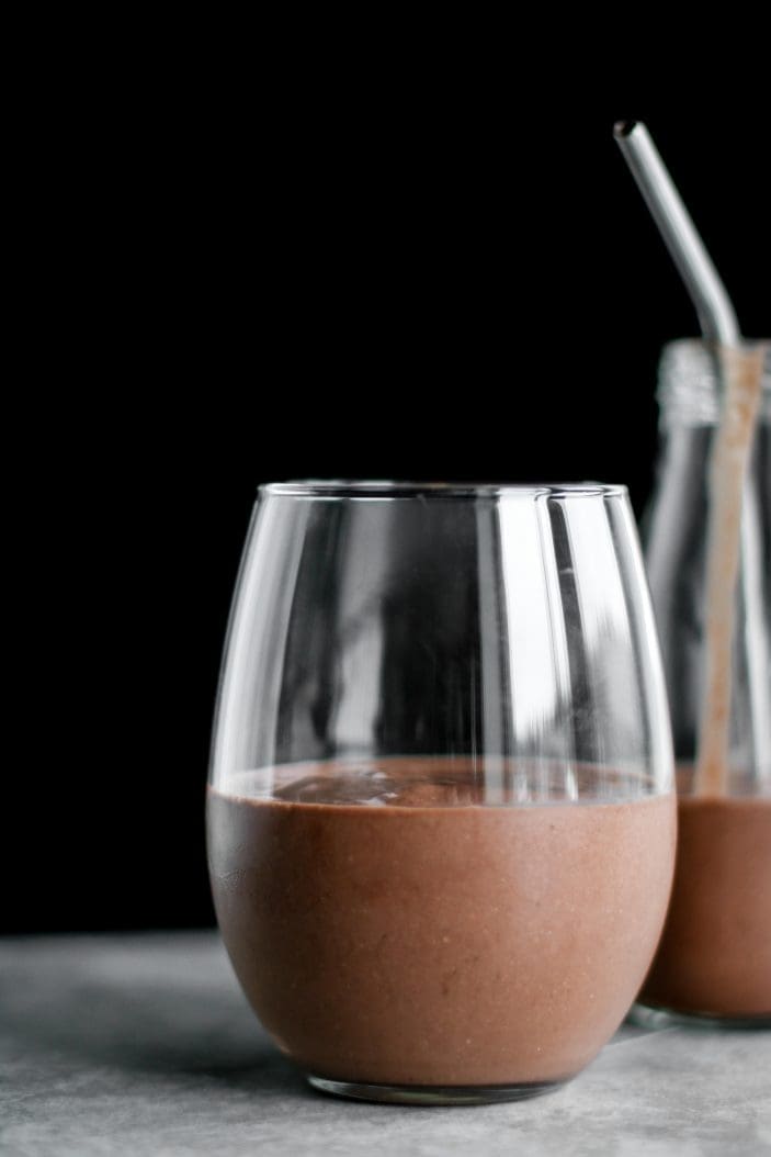 chocolate banana smoothie from the side