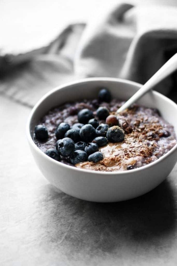 blueberry oatmeal in a bowl