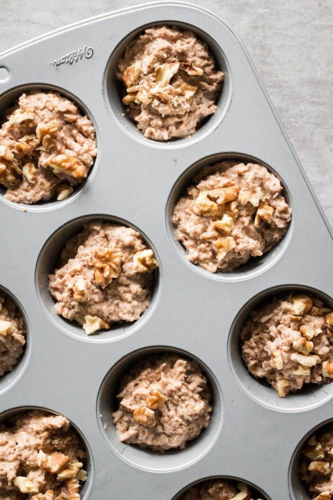 muffin batter in muffin pan