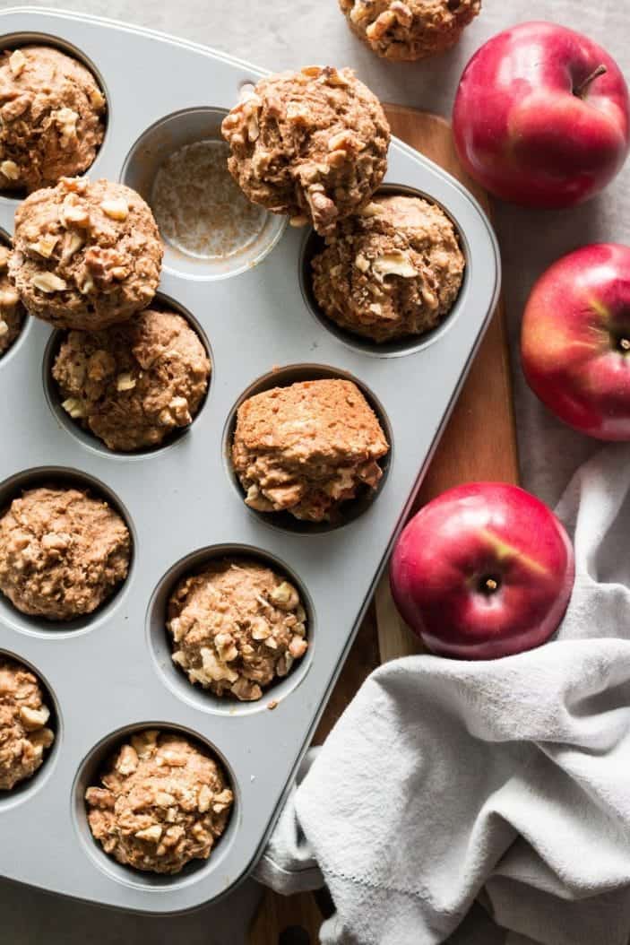 Fruit-Sweetened Apple Muffins in pan