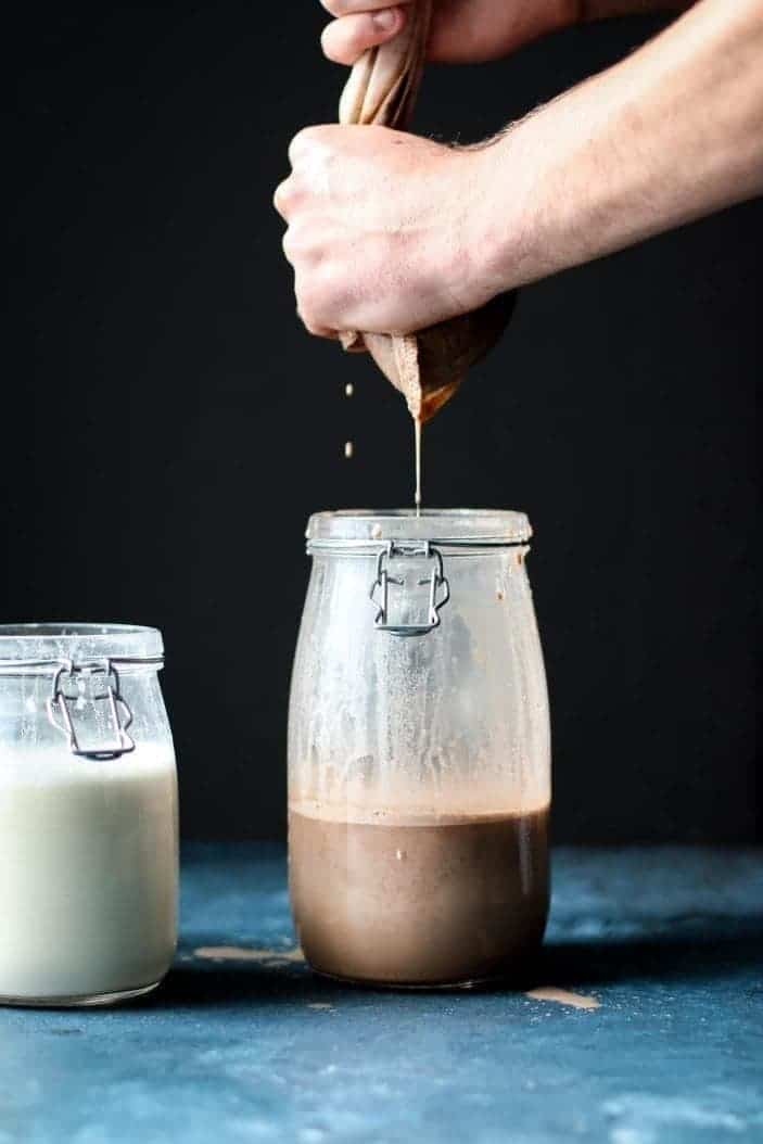 Date-Sweetened Hemp Milk in jars