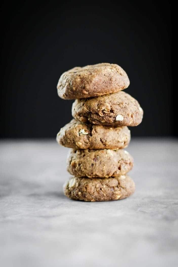 spelt oatmeal pumpkin cookies stack