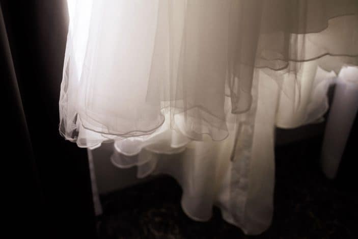 bottom of bride's dress