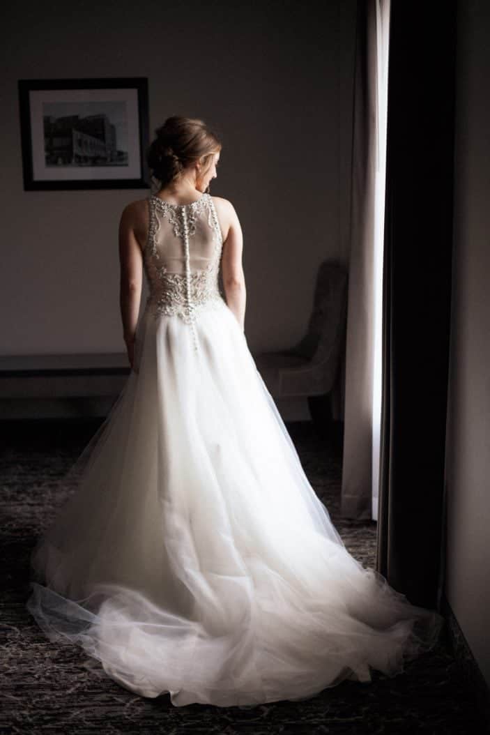 bride standing in dress
