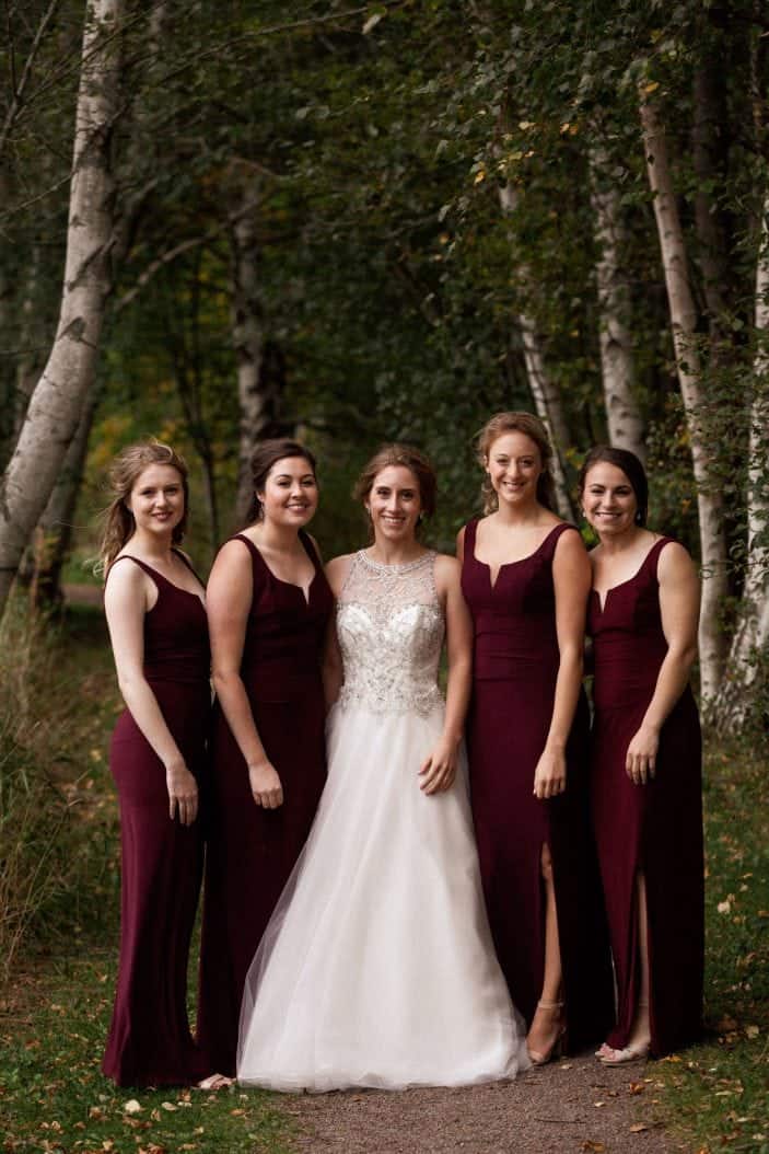 bridal party in forest