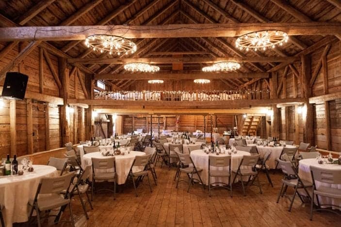 inside the barn on our cozy fall wedding