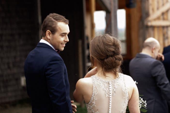 bride and groom in line before the ceremony